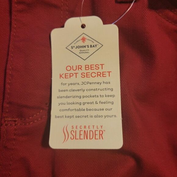 St John's Bay rhubarb red jeans Women's 2P made Rise NWT - Picture 5 of 9